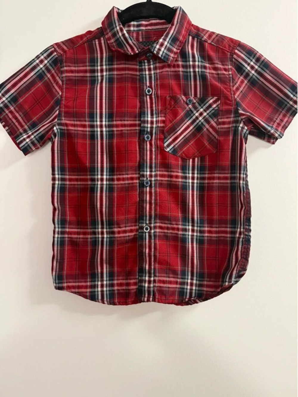 Bold Blue boys’ plaid button-up shirt • Size 5